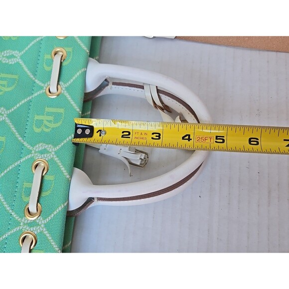 Dooney And Bourke Signature Rope Lattice DB Canvas Y2K Satchel Mint White - Picture 15 of 16